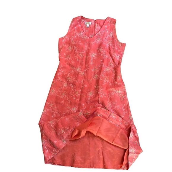 TALBOTS vintage Embroidered Floral Lace Trim V-Neck Linen Fully Lined Dress Size - Picture 7 of 15